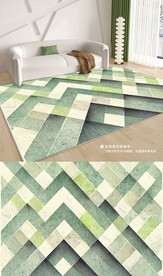 绿色法式清新自然侘寂地毯地垫