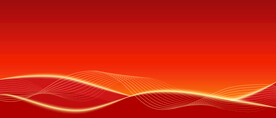 简单红色背景金色动感曲线展板