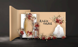 香槟色中式婚礼迎宾区