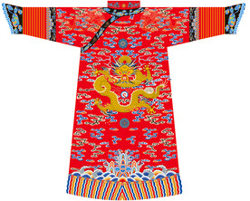 江崖海水纹火焰祥云团花红滚龙袍