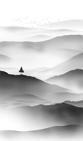 高清分层水墨山水平开门