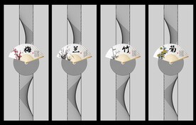 高清分层透明底推拉门打印图