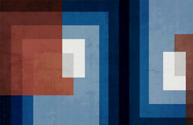 蓝色几何色块地毯