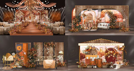 复古橙色油画婚礼效果图