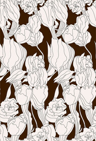 线描花卉连续图案