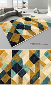 深色绿色复古花纹客厅地毯地垫