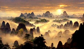 新中式富贵复古山水风景装饰画