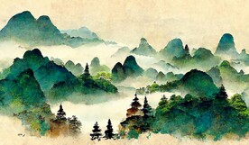 新中式富贵复古山水风景装饰画