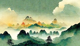 新中式山水风景画鎏金装饰画