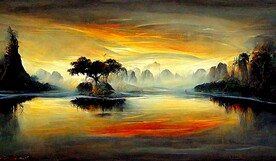 新中式山水古典客厅床头装饰画