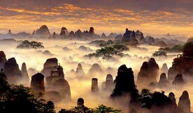 新中式山水古典客厅床头装饰画