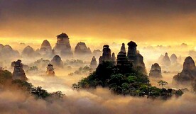 新中式山水古典客厅床头装饰画