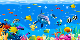 卡通海底世界背景墙