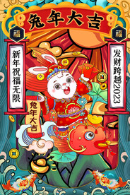 2023国潮兔年海报
