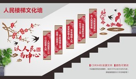 以人民为中心党建楼梯文化墙