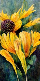 现代简约彩绘抽象向日葵装饰画