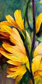 现代简约彩绘抽象向日葵装饰画