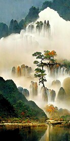 新中式抽象水墨风景山水装饰画