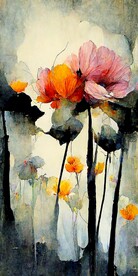 新中式抽象唯美花卉创意装饰画