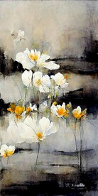 新中式抽象唯美花卉创意装饰画