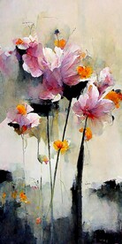 新中式抽象唯美花卉创意装饰画