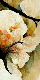 新中式抽象唯美花卉创意装饰画