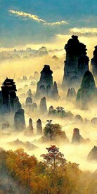 新中式简约抽象山水靠山装饰画