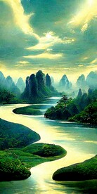 新中式简约抽象山水靠山装饰画