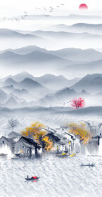 水墨江南山水画