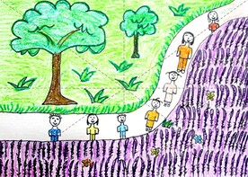 手绘花海田园漫画