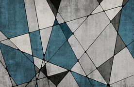 灰蓝色块抽象图案地毯