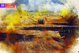 秋季成捆的干草垛