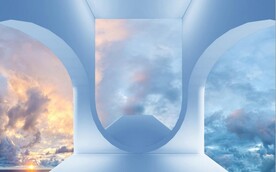 3D抽象建筑背景墙壁画