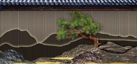 新中式松树山水风景背景墙