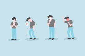 身体健康生病戴口罩发烧矢量