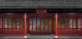 中式古建筑场景背景墙