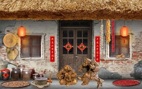 复古80后90后农村民居背景墙