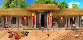 复古怀旧农家小院背景墙壁画