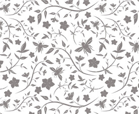 手绘蜜蜂花卉四方连续花型