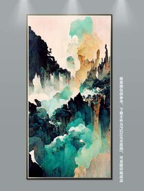 中国风抽象山水玄关装饰画