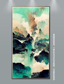 中国风抽象山水玄关装饰画