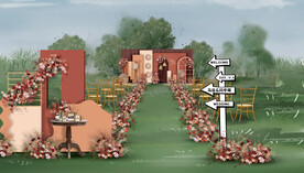 红橙色婚礼仪式区