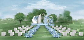 蓝色户外婚礼仪式区