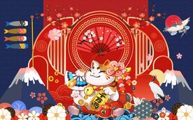 招财猫美陈背景墙