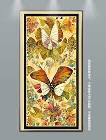 复古抽象花纹玄关装饰画