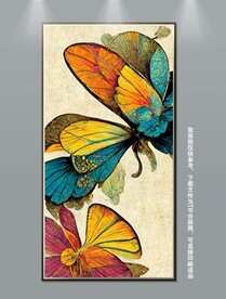 复古抽象花纹玄关装饰画