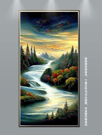 唯美山水风景玄关装饰画