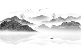 现代山水沙发背景墙