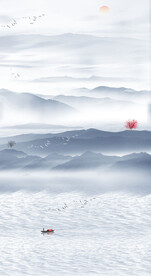 竖幅水墨山水挂画