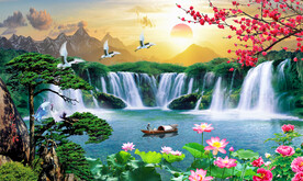 迎客松风景画